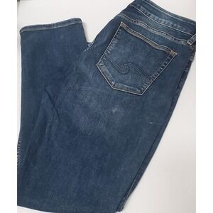 Silver Jeans Avery Slim Dark Wash 34x30 Distress Tapered Leg Embroid Buckle BKE